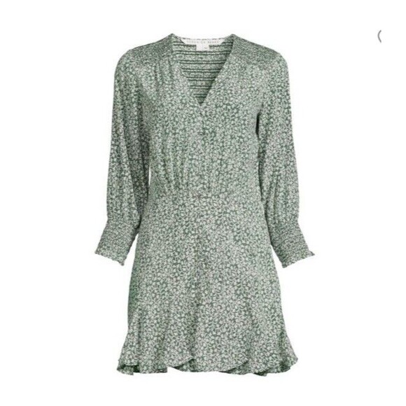 Veronica Beard Desio Floral Print  Silk V-Neck Mini Dress CottageCore Summer Med - Picture 1 of 10